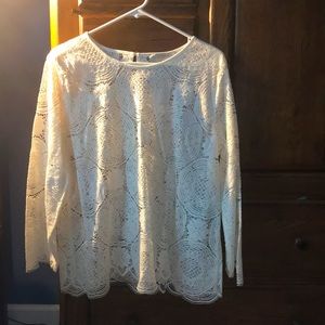 LOFT Long sleeve lace blouse, L